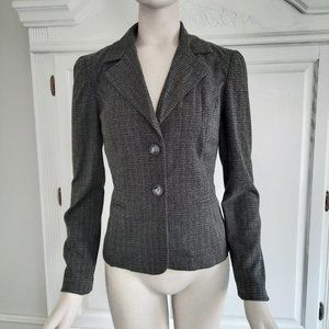 BCX vintage style blazer, gray plaid, two button, size small